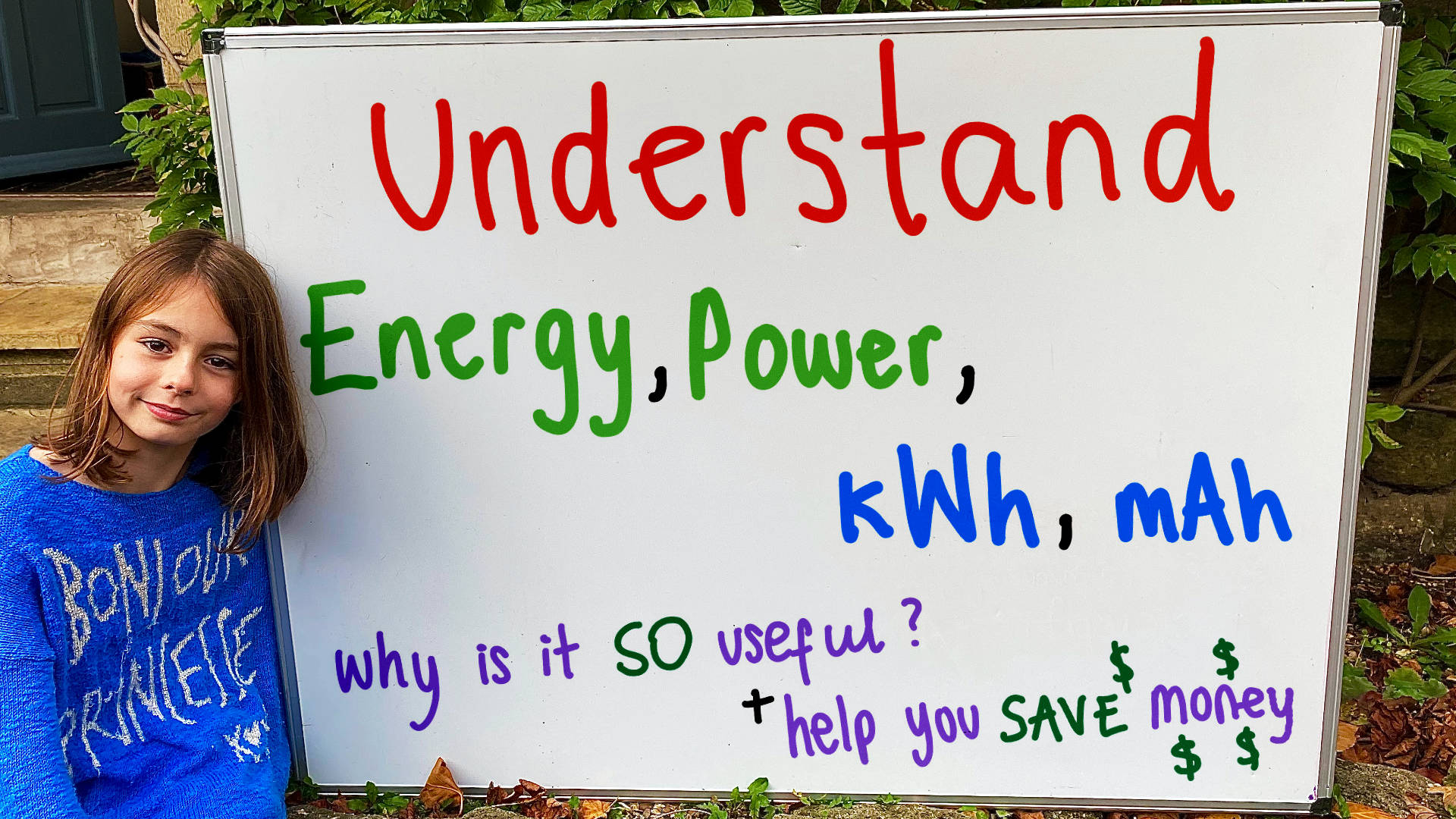energy and power kWh mAh on a whiteboard