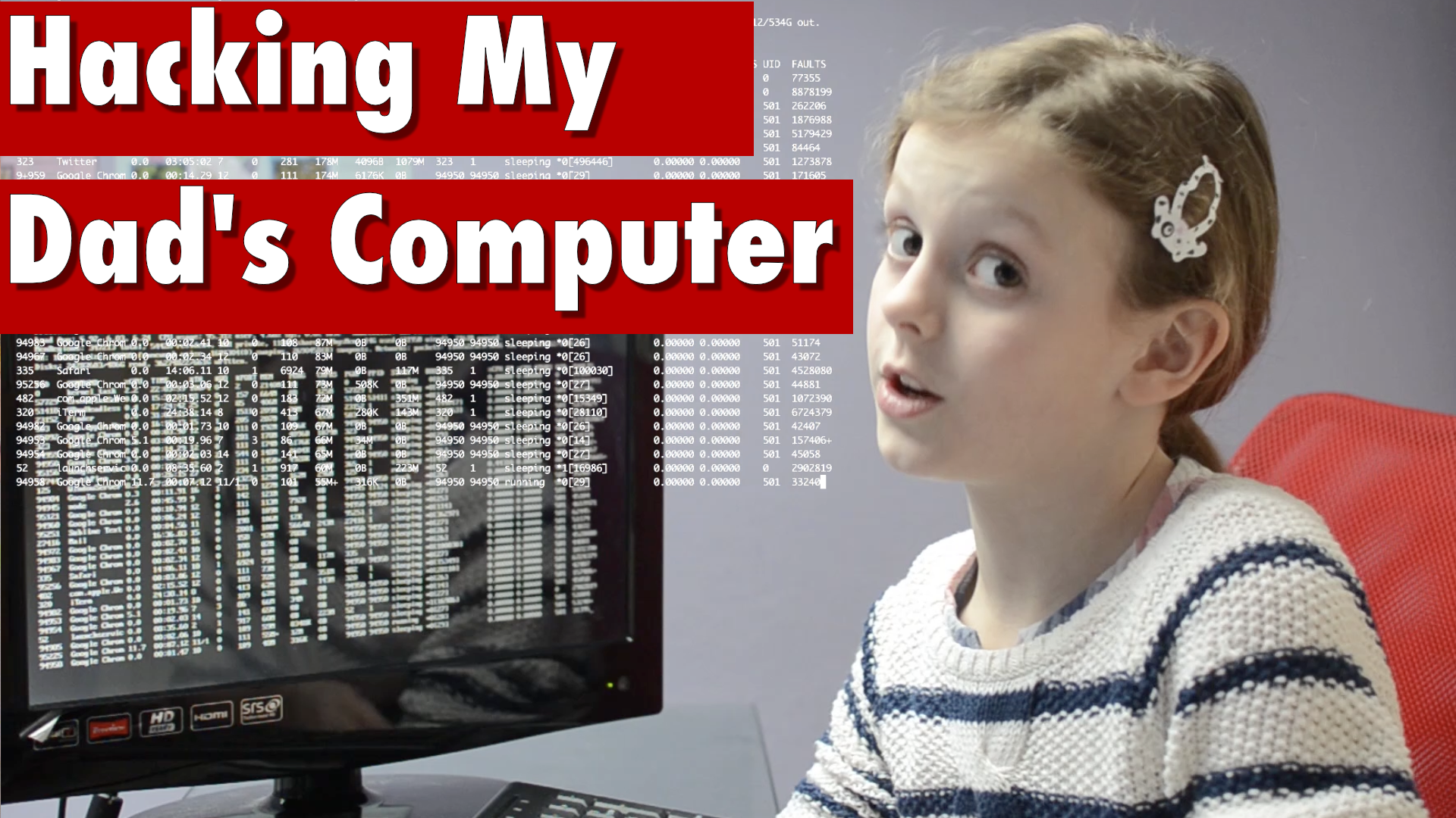 girl hacking her dads computer